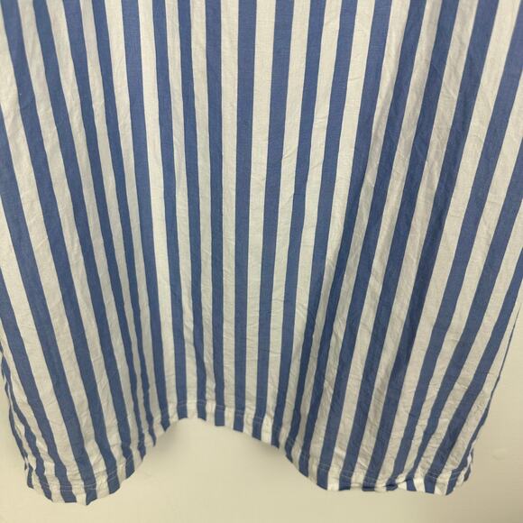 Anthropologie Whit Two Womens Ruffle Off The Shoulder Blue/White Striped Dress - Picture 4 of 8